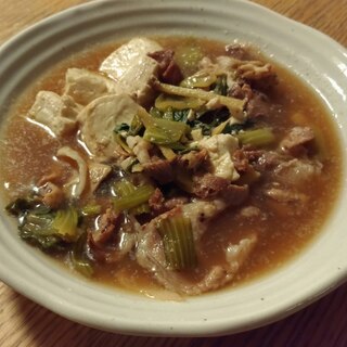 ショウガオールで刺激的に！青梗菜たっぷり肉豆腐